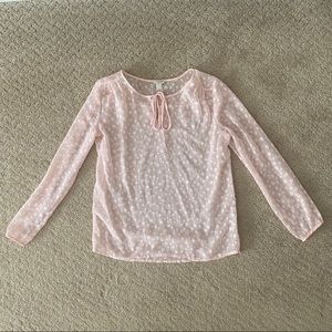 JCrew Womens Blush Pink Chiffon Sheer Bubble Dot Blouse Sz XS